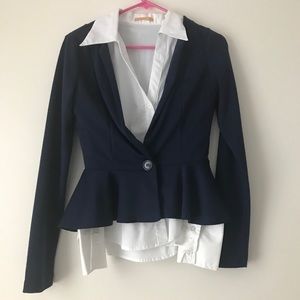 Navy Blue Peplum Blazer S